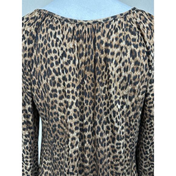 Michael Kors Women’s Cheetah Print Blouse Sz M Long Sleeve Lightweight - Picture 7 of 11